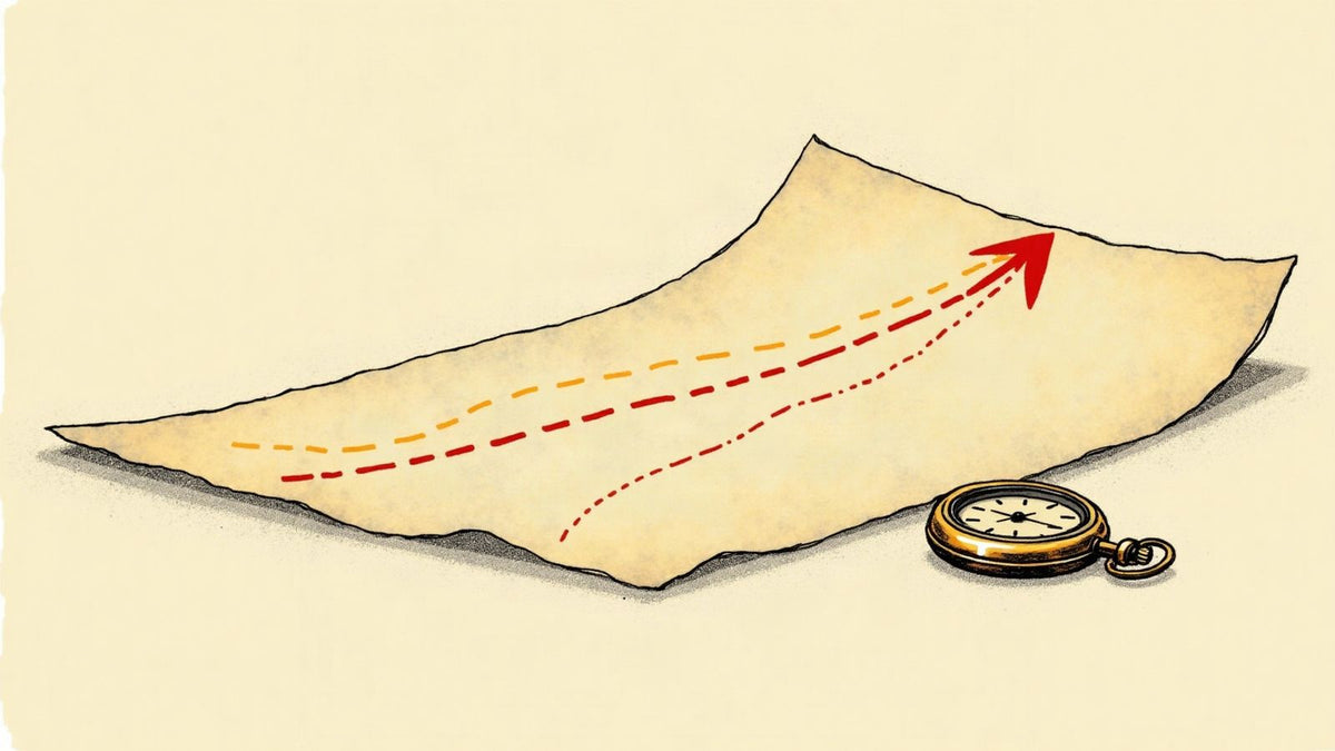 Ilustración editorial sobria de un calendario con varias fechas marcadas junto a una laptop cerrada sobre un escritorio
